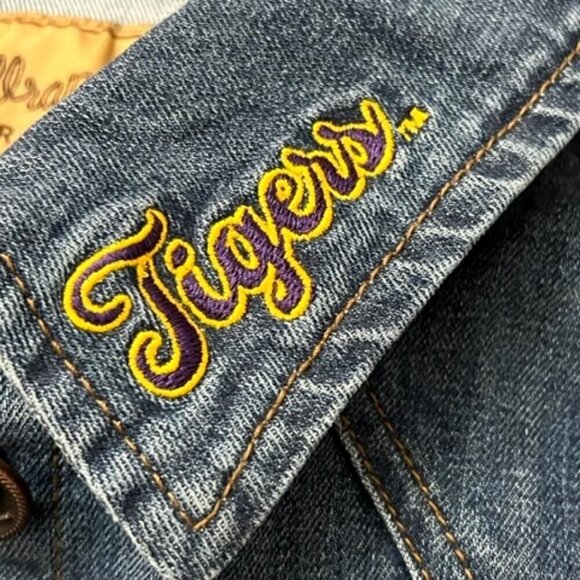 Wrangler Retro Denim Jean Jacket Louisiana State University LSU Tigers Size L - Picture 5 of 7